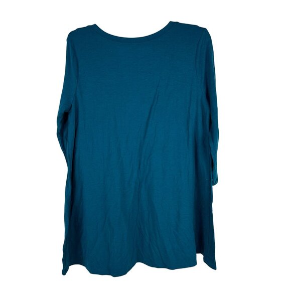 Zenana Premium Teal Long Sleeve Tunic Top Size Large Machine Washable - Picture 2 of 5